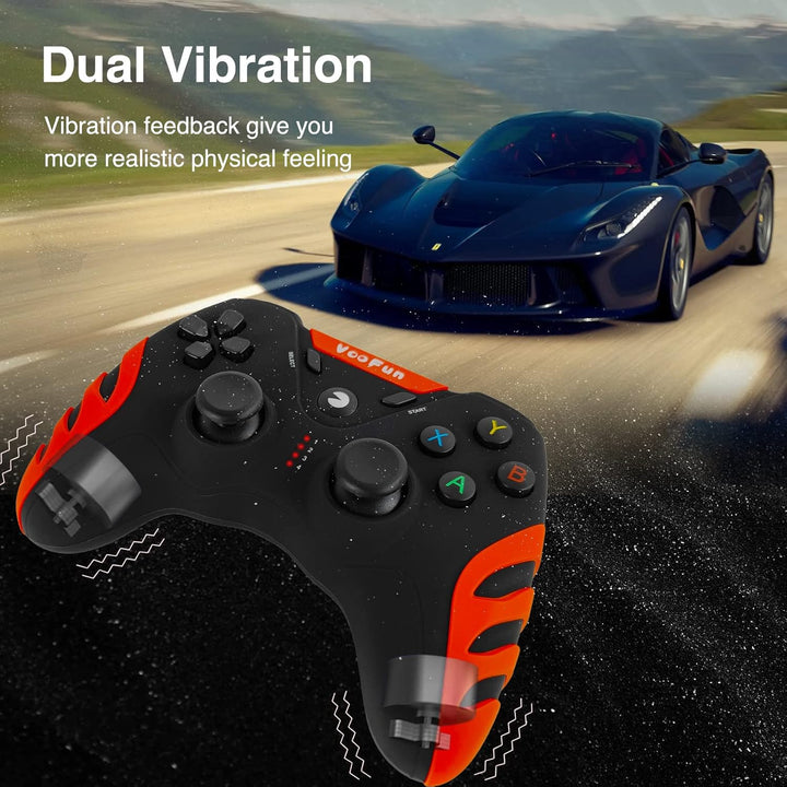 VooFun Controller PC, Wireless PS3 Controller Gamepad PC mit Dual-Vibration, Gaming Controller für P