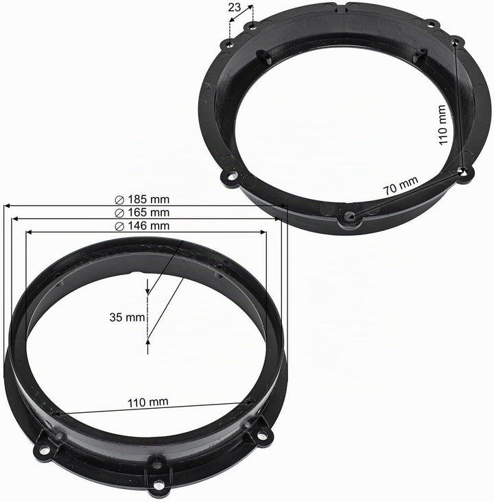 tomzz Audio 2819-003 Lautsprecherringe Adapter Halterungen kompatibel mit Hyundai Tucson Santa Fe Ko