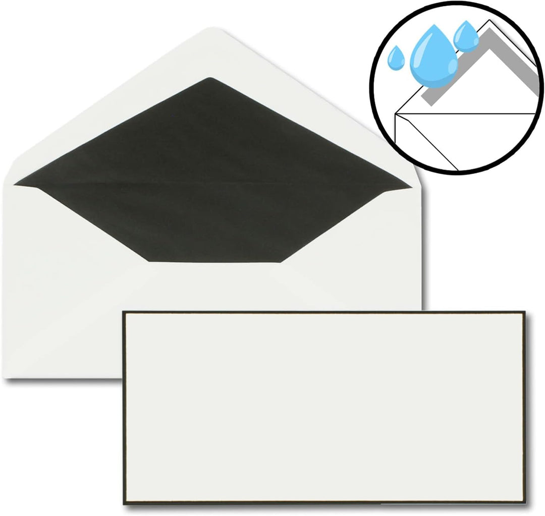 NEUSER PAPIER 50x Trauerkarten Sets - DIN Lang Doppelkarten mit gefütterten Umschlägen - beides mit