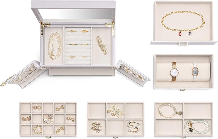 Vlando Schmuckaufbewahrung Gross, Schmuckschatulle Schmuck Organizers Gross XXL, Schmuckkästchen mit