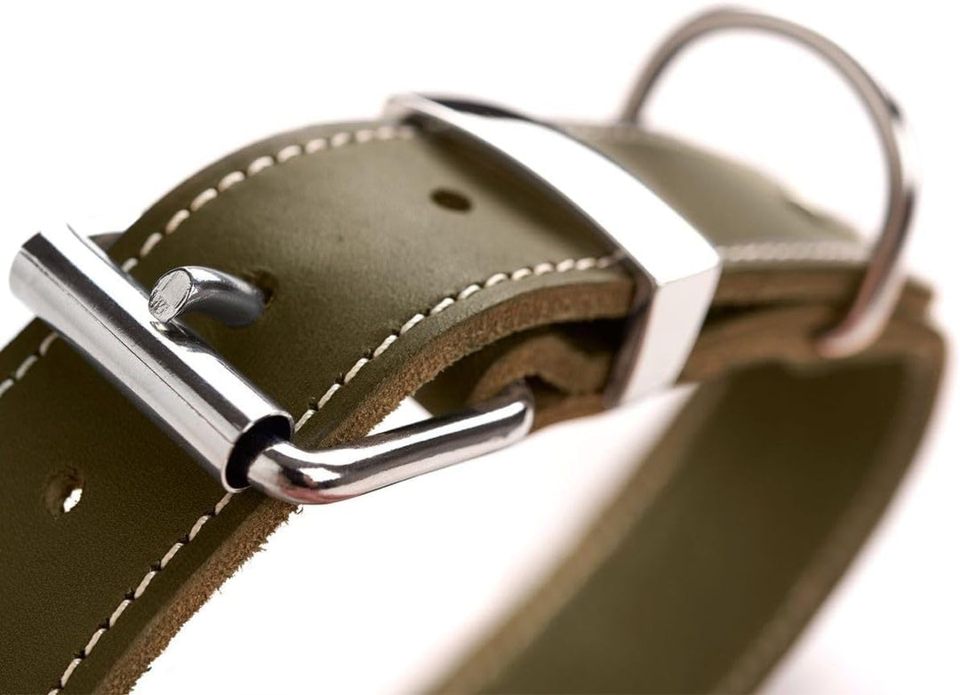 HUNTER AALBORG SPECIAL Hundehalsband, Leder, strapazierfähig, komfortabel, 65 (L), oliv oliv 65 (L),