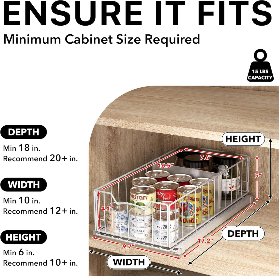 Simple Houseware Ausziehbarer Schrank-Schiebekorb, Weiss Weiss/Opulenter Garten, Weiss/Opulenter Gar