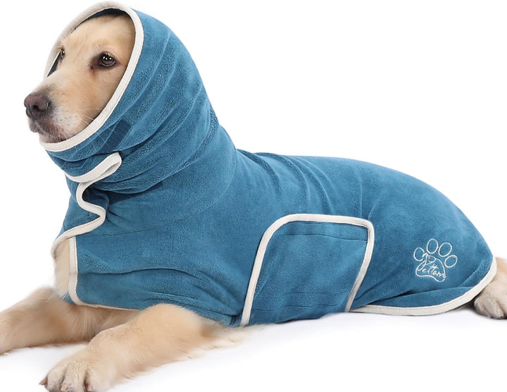 PETTOM Hundebademantel Mikrofaser, Bademantel Hund Extra Saugfähig und Schnelltrocknend, Hunde-Badem