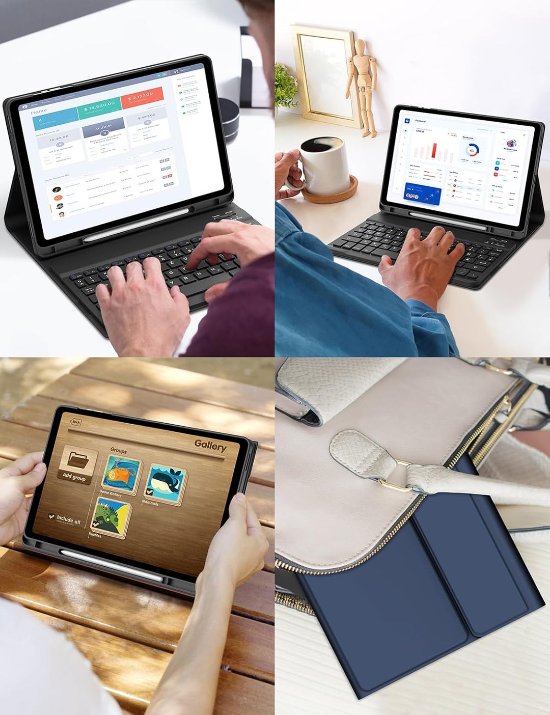 FOGARI Hülle mit Tastatur für Samsung Galaxy Tab A9 Plus 11 Zoll 2023, QWERTZ Deutsche Magnetisch Ab