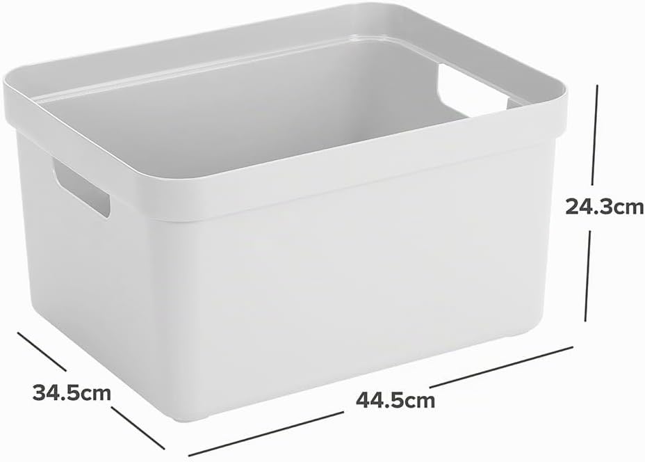Sunware Aufbewahrungsbox Kunststoff 32L - 44,5x34,5x24,3cm - Kunststoff Aufbewahrungskorb mit Griffe