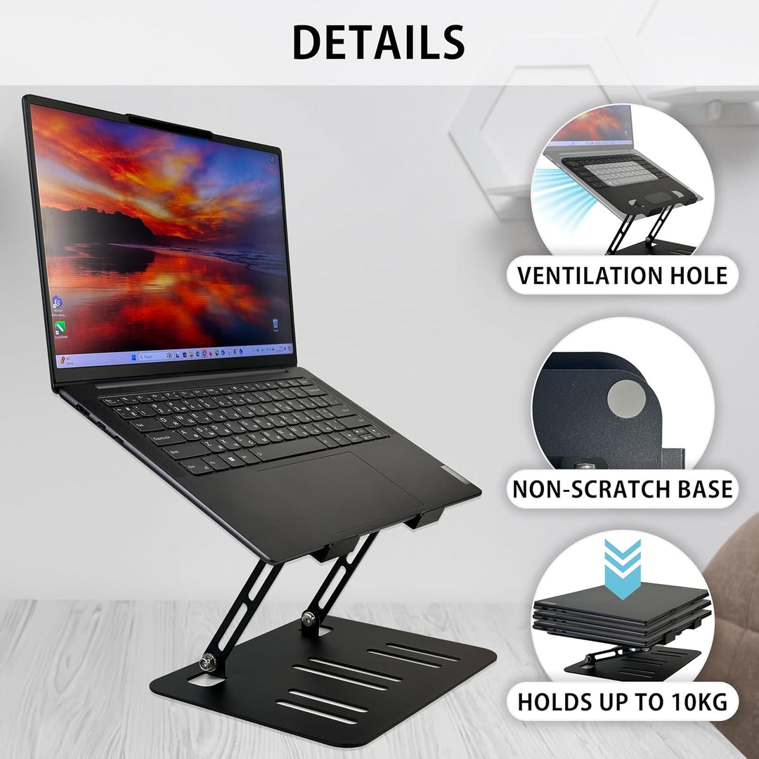 MyGadget Metall Laptop Ständer bis 17 Zoll Notebooks [individuell höhenverstellbar & mit Wärmeableit