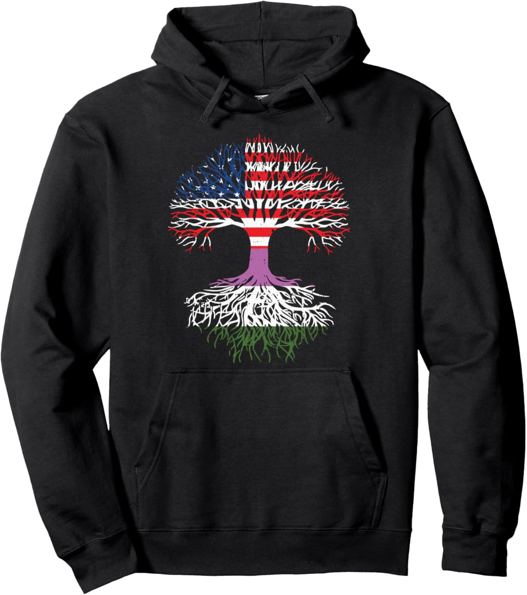 American Grown LGBT-Q Gender-Queer Roots Pride Flag Ally Pullover Hoodie
