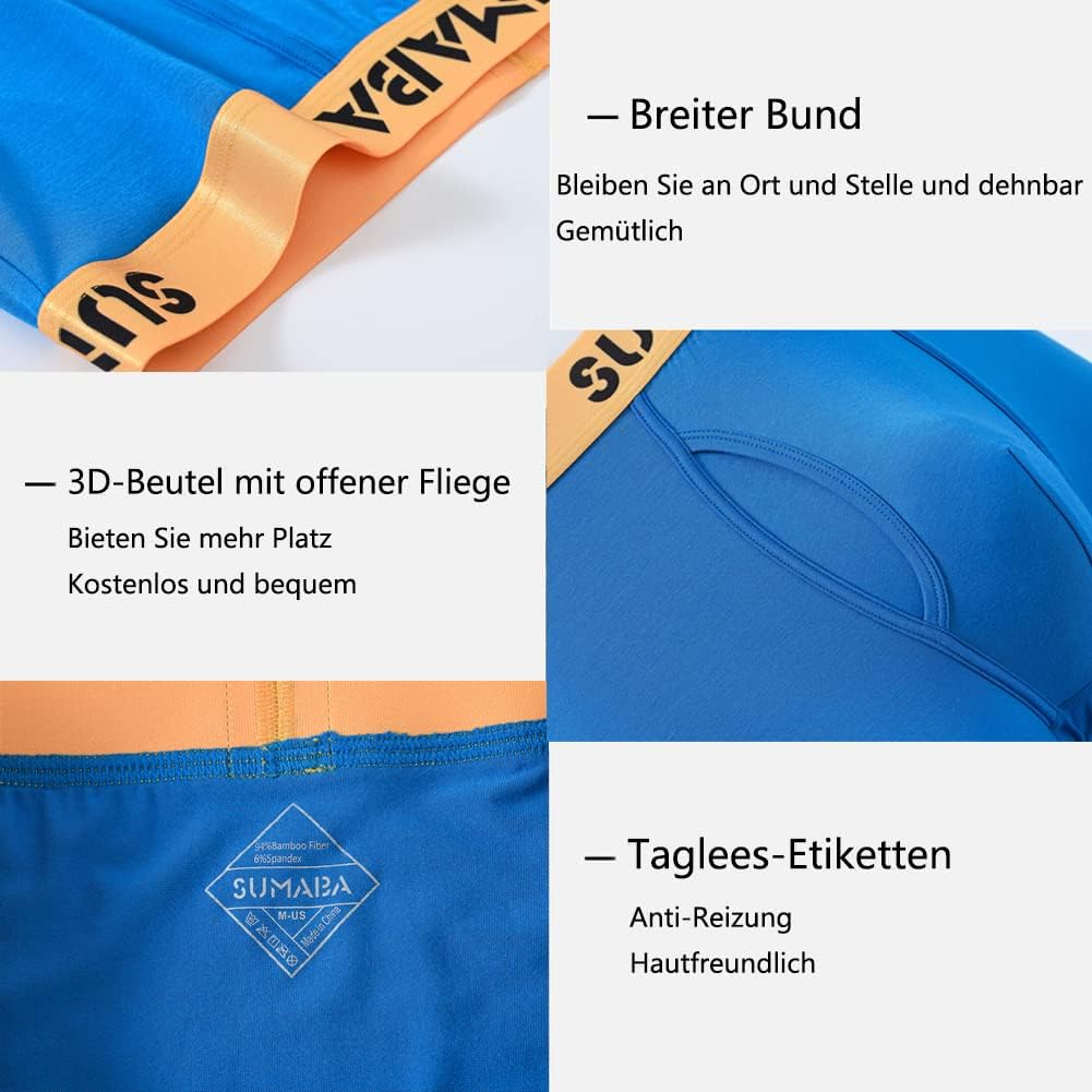 ZUOLAIYIN Bambus Boxershorts für Herren Atmungsaktiv Weicher Beutel Unterwäsche Shorts Sportliche Sp