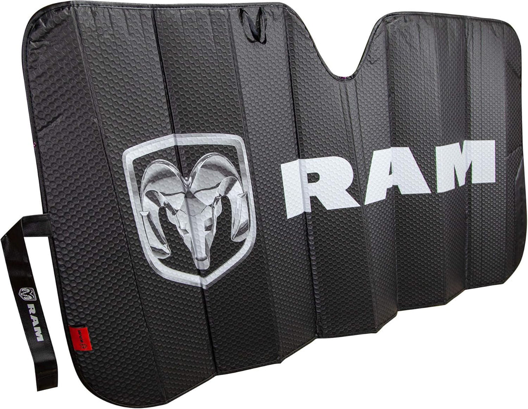 Plasticolor 003860R01 RAM Logo schwarz matt Finish Front Windschutzscheibe Akkordeon Sonnenschutz