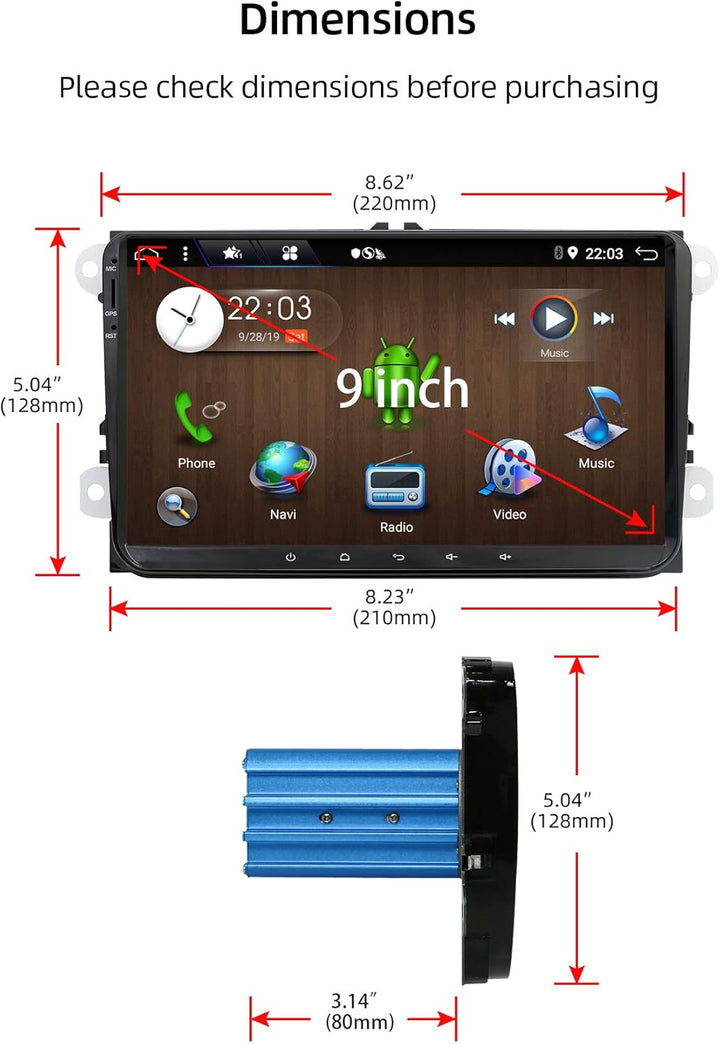 JOYX PX6 Android 10 Autoradio Passt für VW Passat/Golf/Skoda/Seat - GPS 2 Din - Rückfahrkamera Canbu