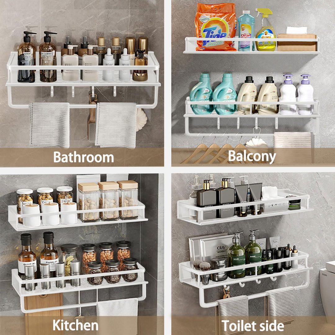 devesanter Duschablage ohne Bohren 2 Stück 40cm Badezimmer Regal,Dusch-Shampoo-Regal mit Handtuchhal