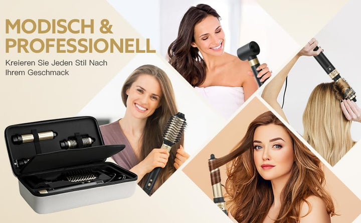 webeauty 6in1 Hairstyler, 110,000U/Min,30M/S,Hochgeschwindigkeit Haartrockner mit Warmluftbürste, Ru