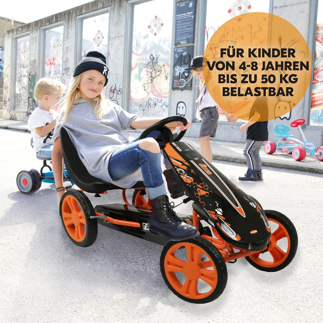 hauck Go-Kart Speedster für Kinder ab 4 Jahren bis 50 kg Köpergrösse 90-110 cm, Tretauto mit Handbre