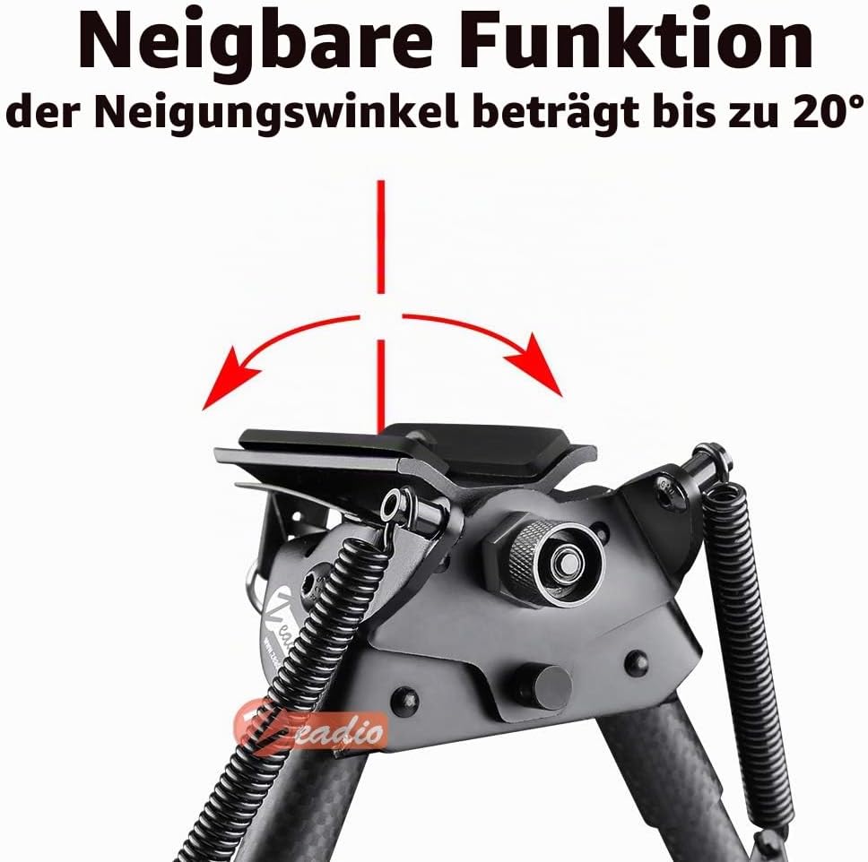 Zeadio Kohlefaser-Drehgelenk, schwenkbares Zweibein mit Sling-Halterung (6 "- 9")
