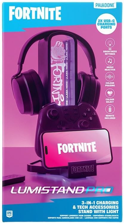 Paladone Fortnite 3-in-1 Kopfhörerständer und Technik-Ladestation mit Konsolen-Controller-Halterung