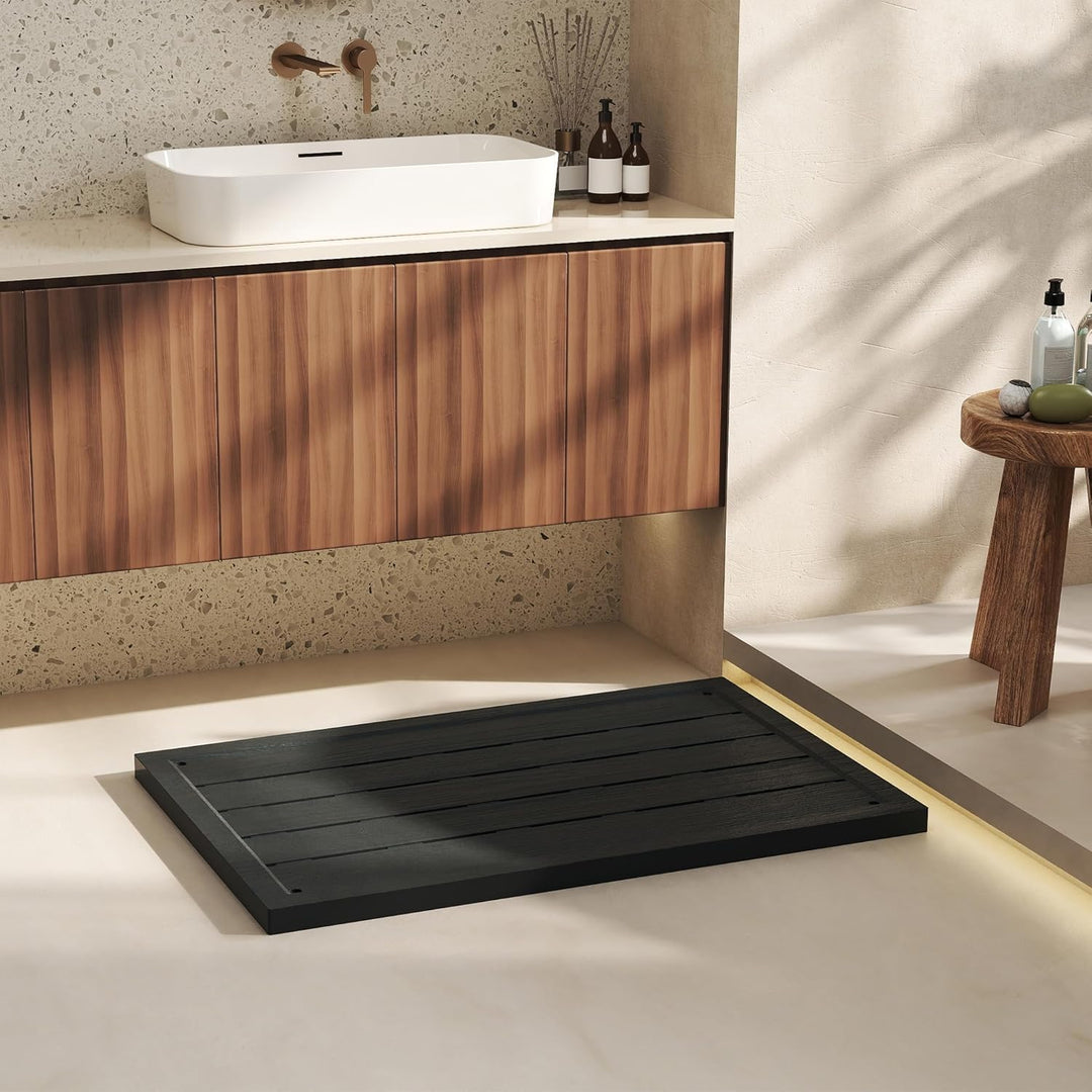 PEILU Kunststoffboden 100 x 56 x 4 cm WPC Bodenelement für Poolleiter oder Pool rutschfest Solardusc
