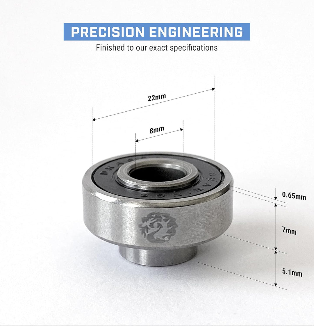 FIREBALL Dragon Precision Skateboard Bearings | 608 Bearing for Skateboards, Longboards, Inline Skat