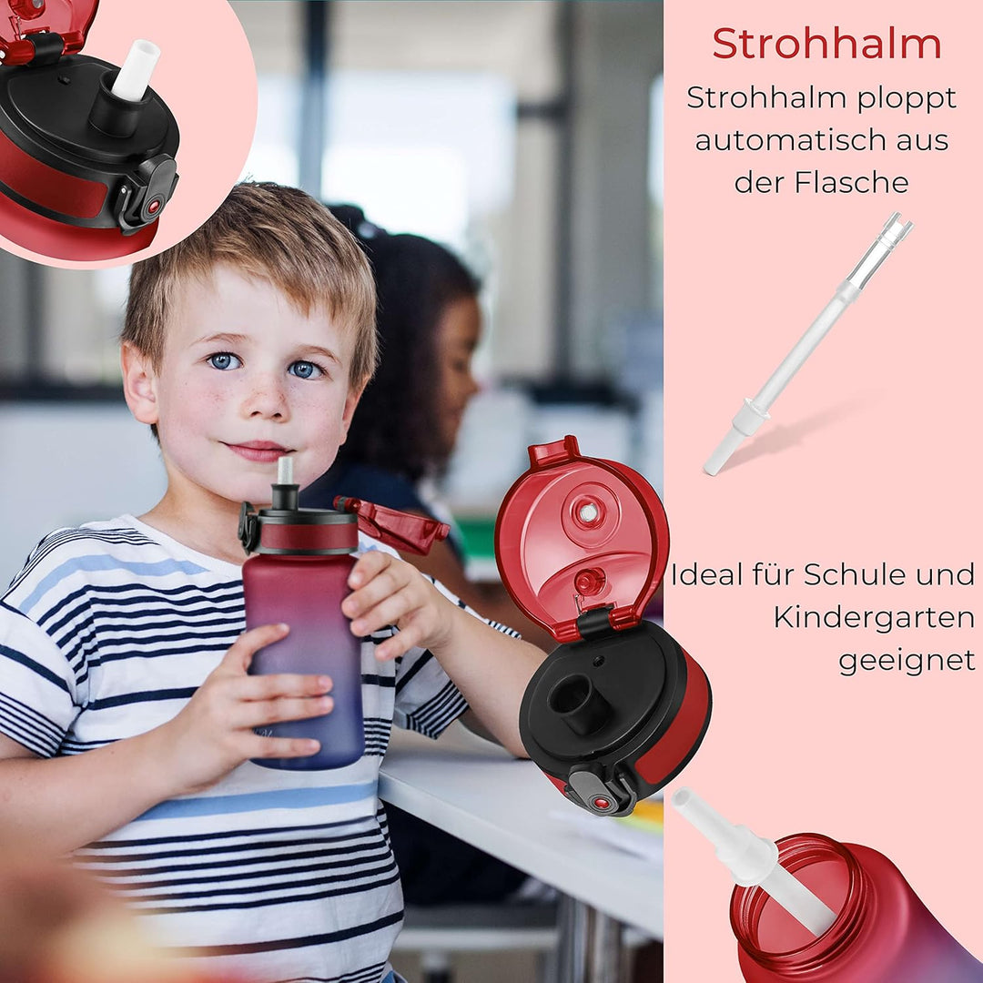 My Vesperbox – Minny - Kinder Trinkflasche auslaufsicher – mit Strohhalm oder Sieb - 350ml, 500ml –