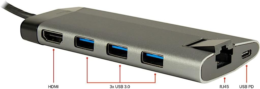Inter-Tech GDC-802 – multifunktionale USB Type C HDMI Dockingstation, Silver