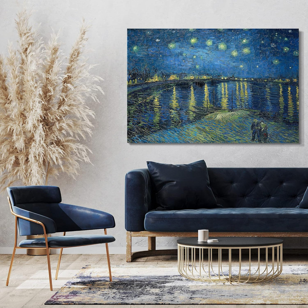 Printed Paintings Leinwand (100x70cm): Vincent Van Gogh - Sternennacht über die Rhône (1888) 100x70