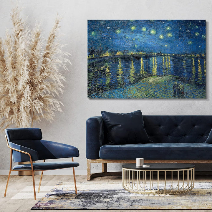 Printed Paintings Leinwand (100x70cm): Vincent Van Gogh - Sternennacht über die Rhône (1888) 100x70