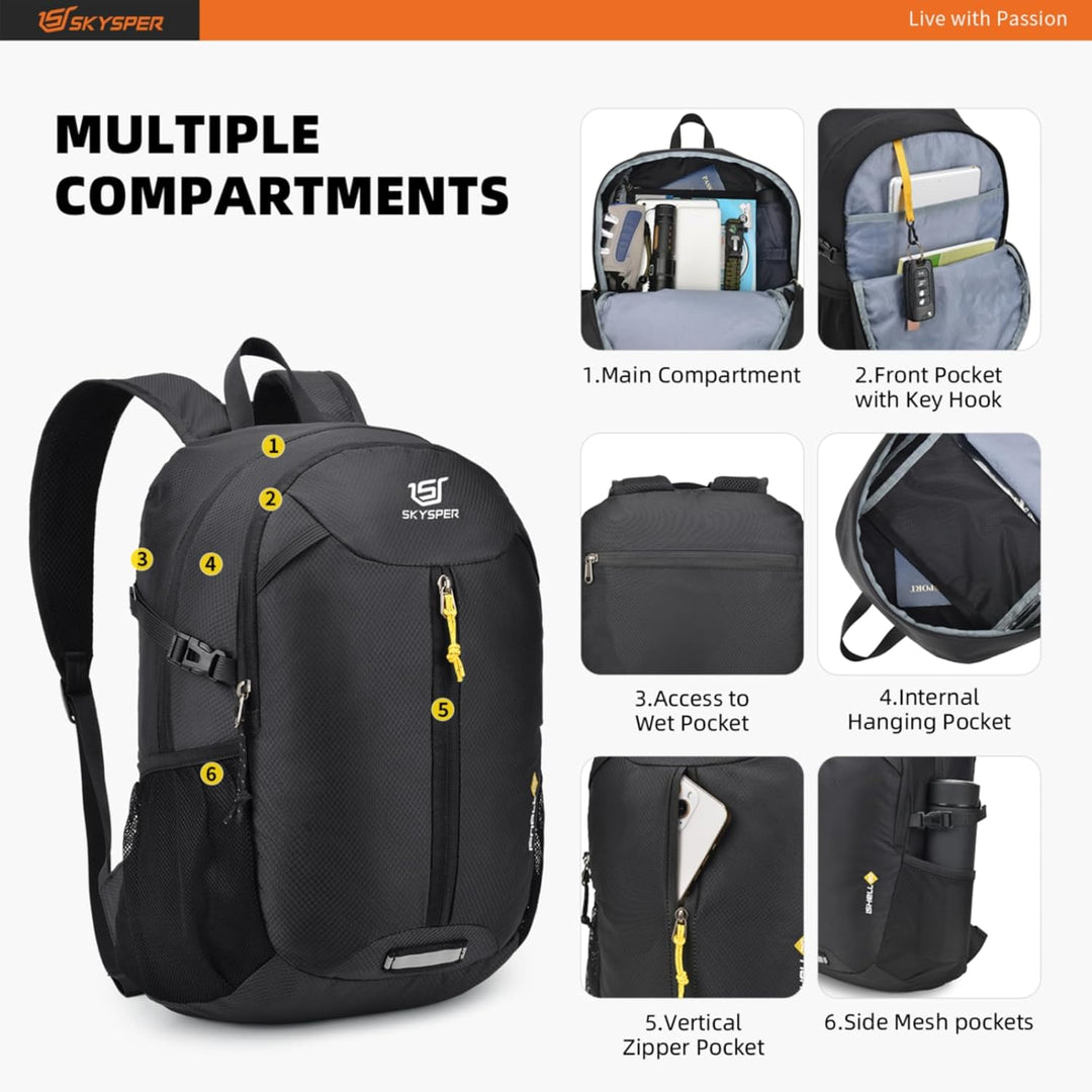 SKYSPER 20L Faltbarer Rucksack Ultraleicht Tagesrucksack Wasserfest Daypack Reiserucksack Wanderruck