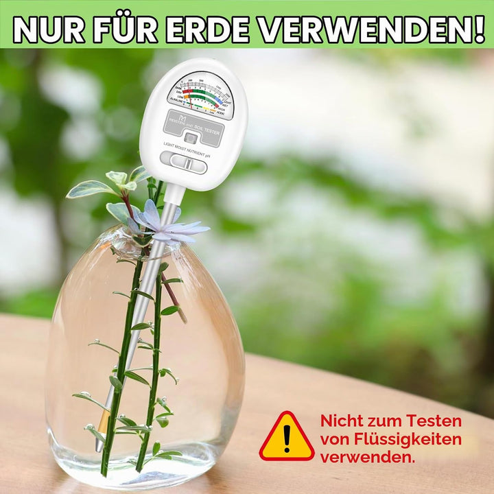 [Upgraded] Bodenfeuchtigkeitsmesser, 4-in-1 Boden-pH-Tester, Bodenfeuchtigkeit/Licht/Nährstoff/pH-Me