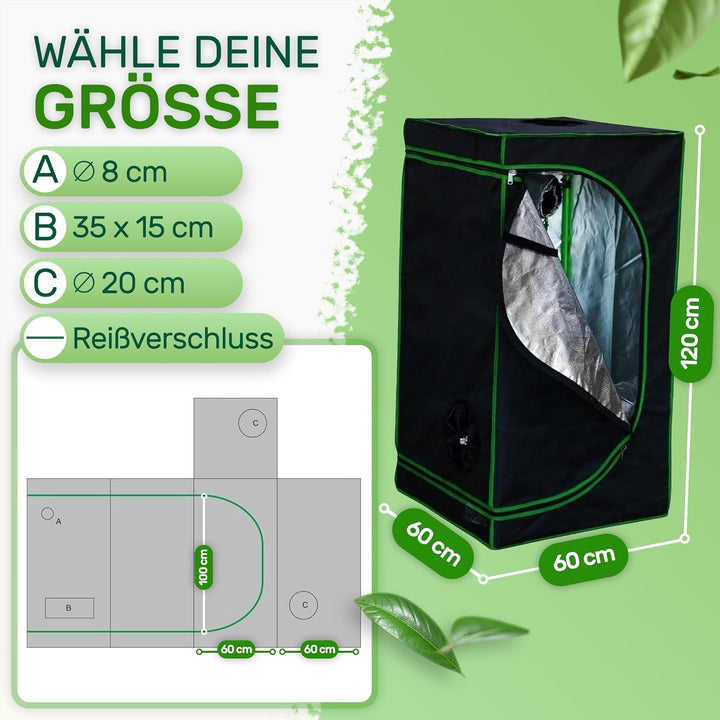 Melko Growbox 60x60x120 cm Growschrank Oxford 600D Growzelt Zuchtschrank Zimmergewächshaus Pflanzenz