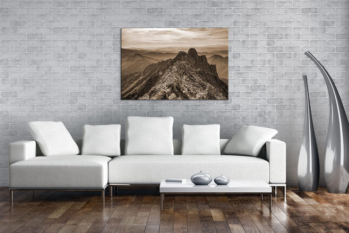 deyoli Japanischen Alpen Effekt: Sepia Format: 80x60 als Leinwandbild, Motiv fertig gerahmt auf Echt