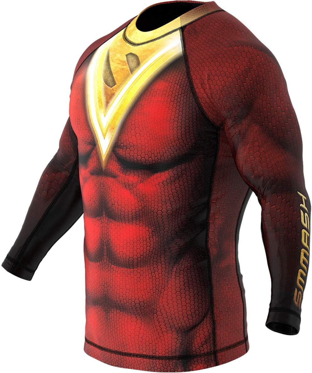 SMMASH Funktionsshirt Herren Rashguard Langarm Sportshirt MMA Thaibox Muay Thai Kickboxen Atmungsakt