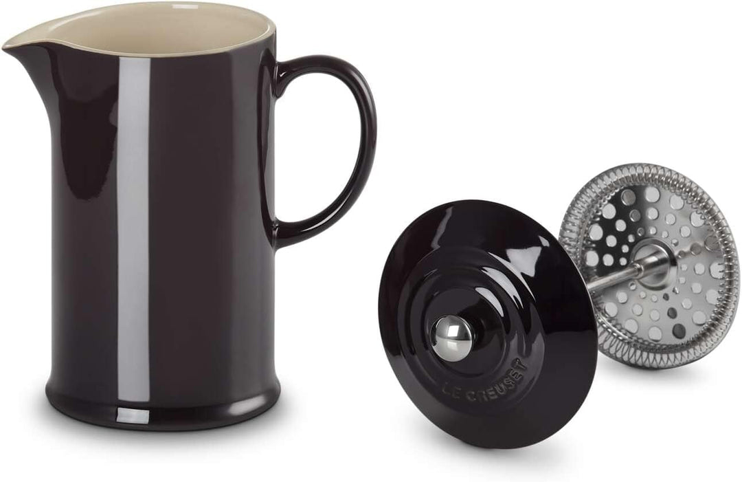 Le Creuset Kaffeebereiter aus Steinzeug, 1 L, Schwarz, 91028200140000 Schwarz Glänzend, Schwarz Glän