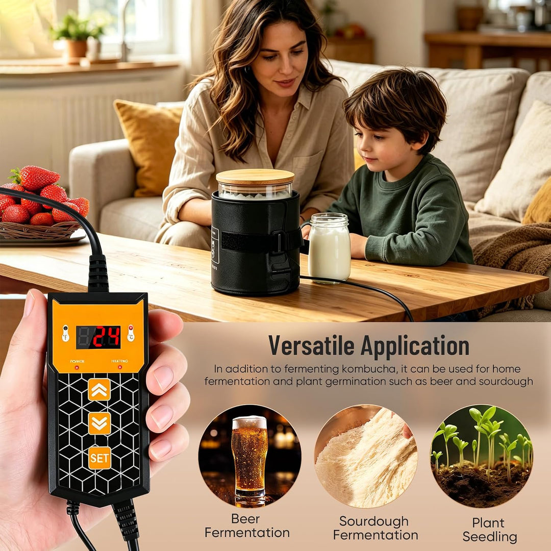 Heizmatte für Sauerteig-Starter mit 5-45°C Thermostat &amp; NTC-Sensor, Fermentation Heizgürtel mit 0-24
