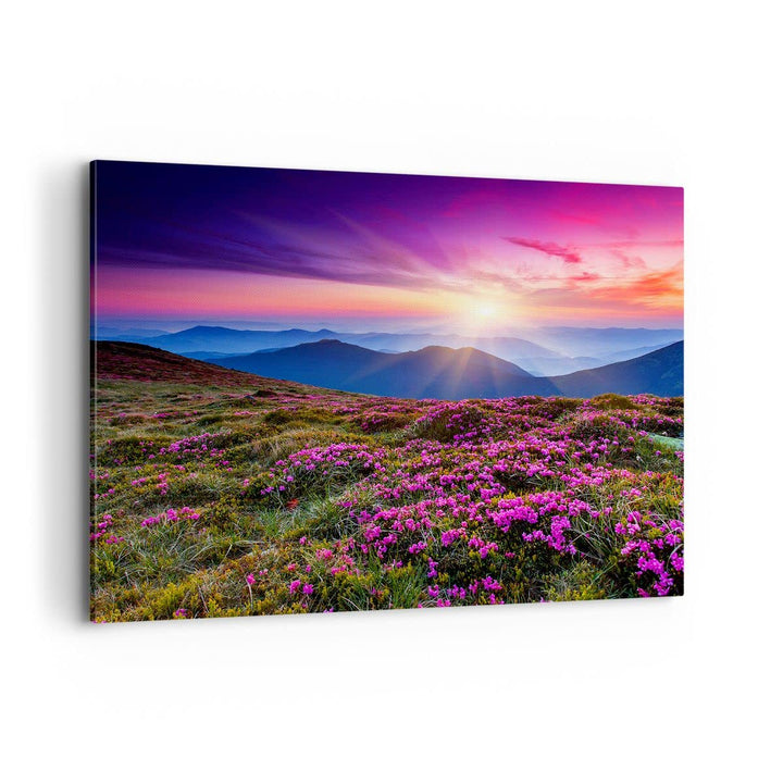 Bilder auf Leinwand 100x70cm Leinwandbild Wiese Berg Himmel Landschaft Gross Wanddeko Bild Schlafzim