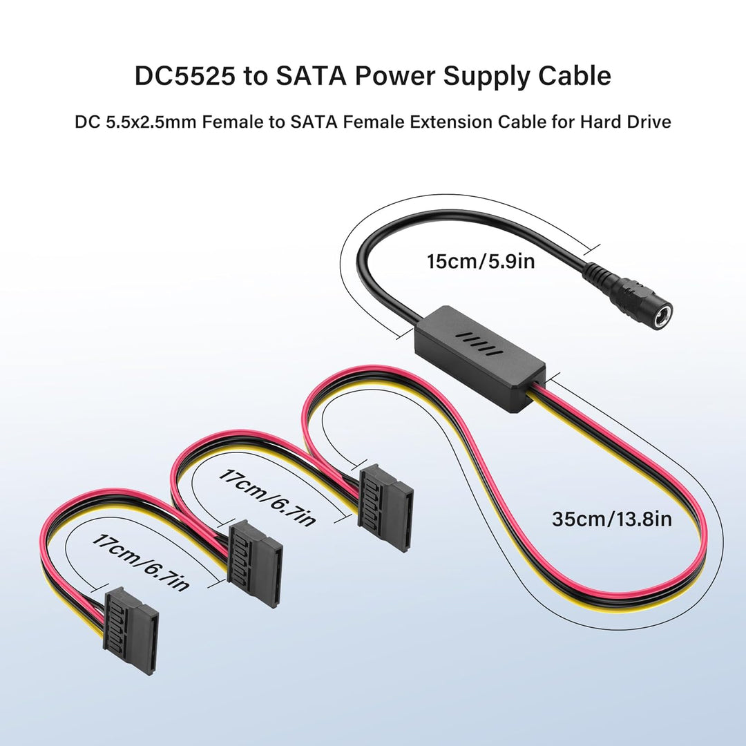 SinLoon DC5525 auf SATA-IDE-Festplatten-Netzteilkabel, DC 5,5 x 2,5 mm Buchse auf SATA-Buchse, Verlä