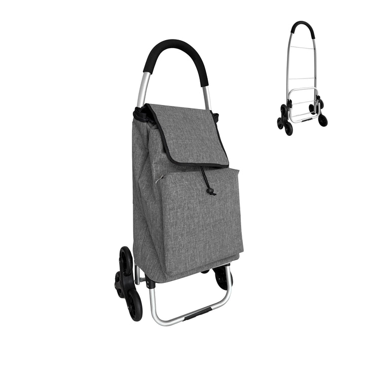 Relaxdays Einkaufstrolley Treppensteiger, Kühlfach, abnehmbare Tasche, 45 l, bis 35 kg, Einkaufswage