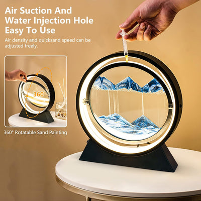 GDWD 3D Sandbilder Zum Drehen, Rund Dynamisches Sandbild, 10" Bewegliches Sandkunstbild, 3D Fliessen