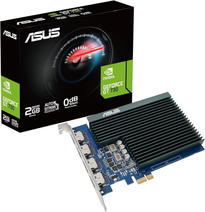 ASUS GeForce GT 730 2GB DDR5 Grafikkarte (4x HDMI, Single-Slot-Design, passive Kühlung, GPU Tweak II