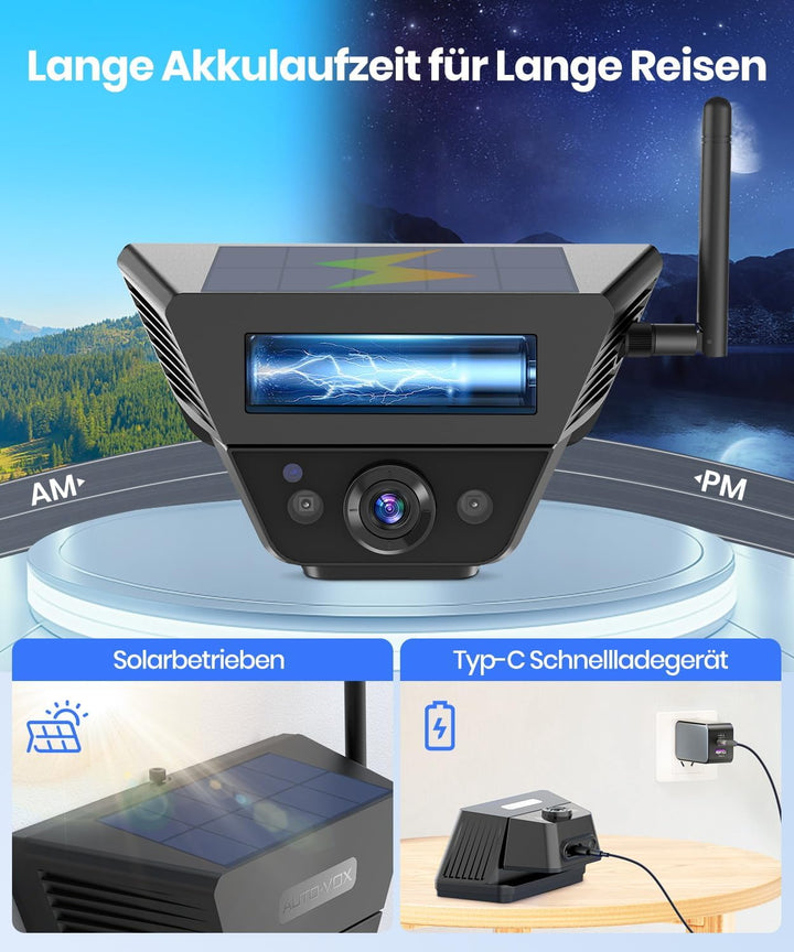 AUTO-VOX Rückfahrkamera Kabellose Solar Magnetisch: 1 Min Einfache Installation, Super-IR-Nachtsicht