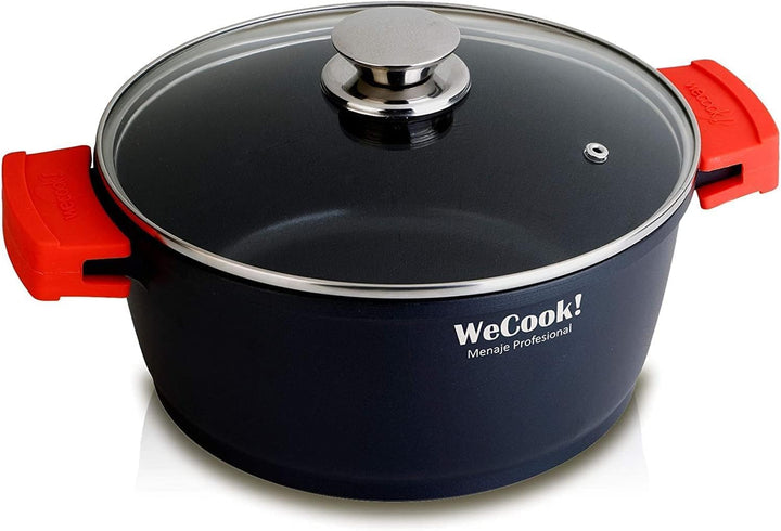 WECOOK! Ecostone Hoher Kochtopf 24 cm Induktion mit Glasdeckel, Antihaftbeschichtung XTRA DUPONT Öko