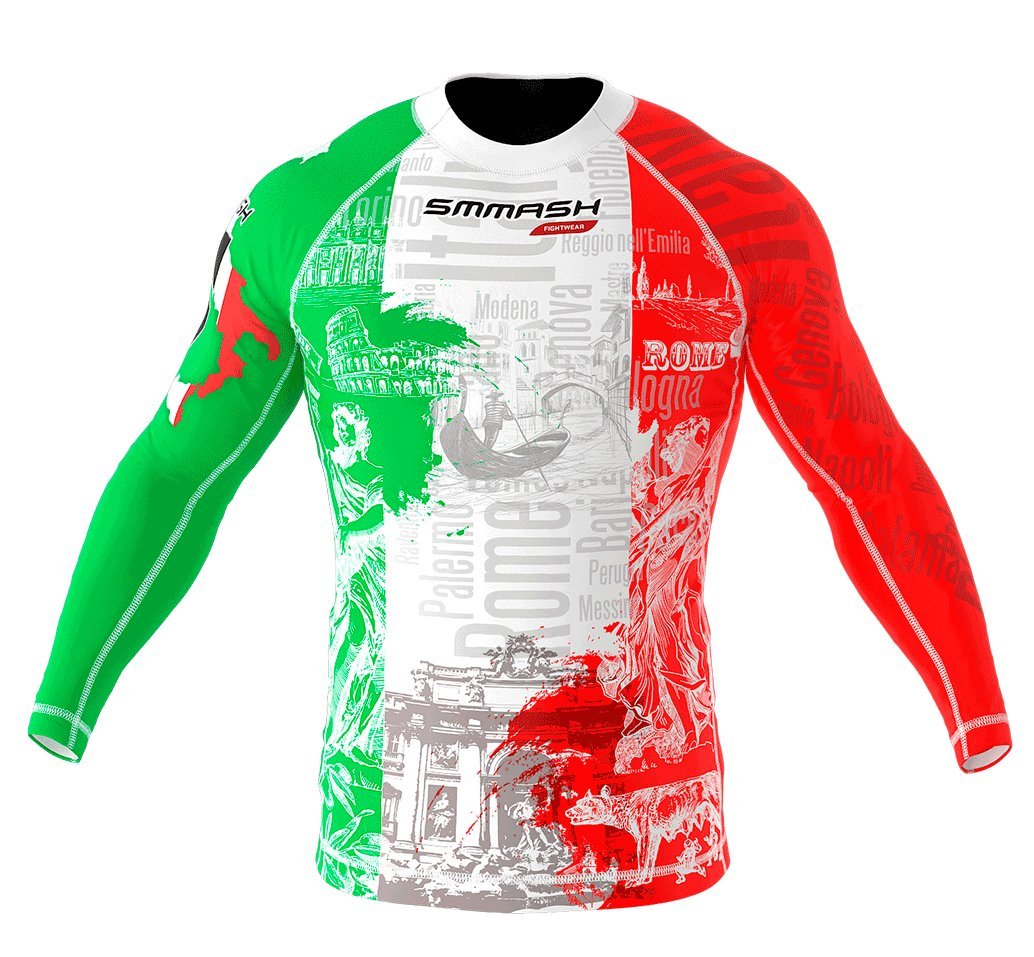 SMMASH Funktionsshirt Herren Rashguard Langarm Sportshirt MMA Thaibox Muay Thai Kickboxen Atmungsakt