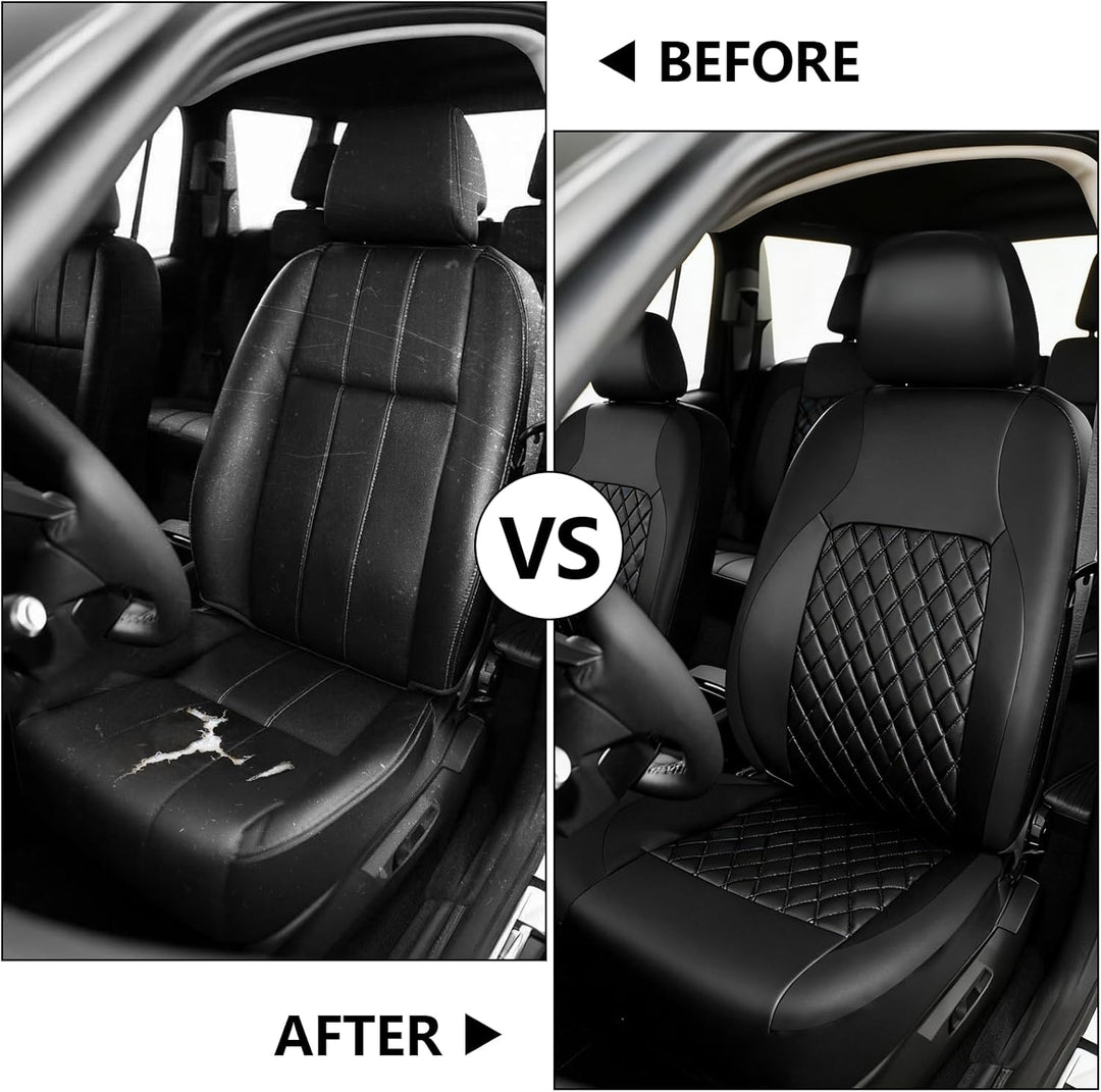 9 Stück Leder Autositzbezüge Sets,Wasserdichtes Sitzbezüge Auto Komplettset,Wasserdicht Vordersitze