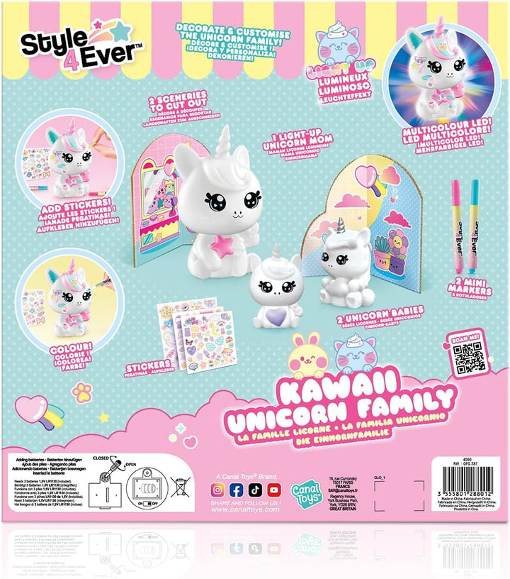 Canal Toys - Style 4 Ever OFG 287- DIY Einhorn Familie LED Light Up, Dekorieren Sie Ihre Figur mit M