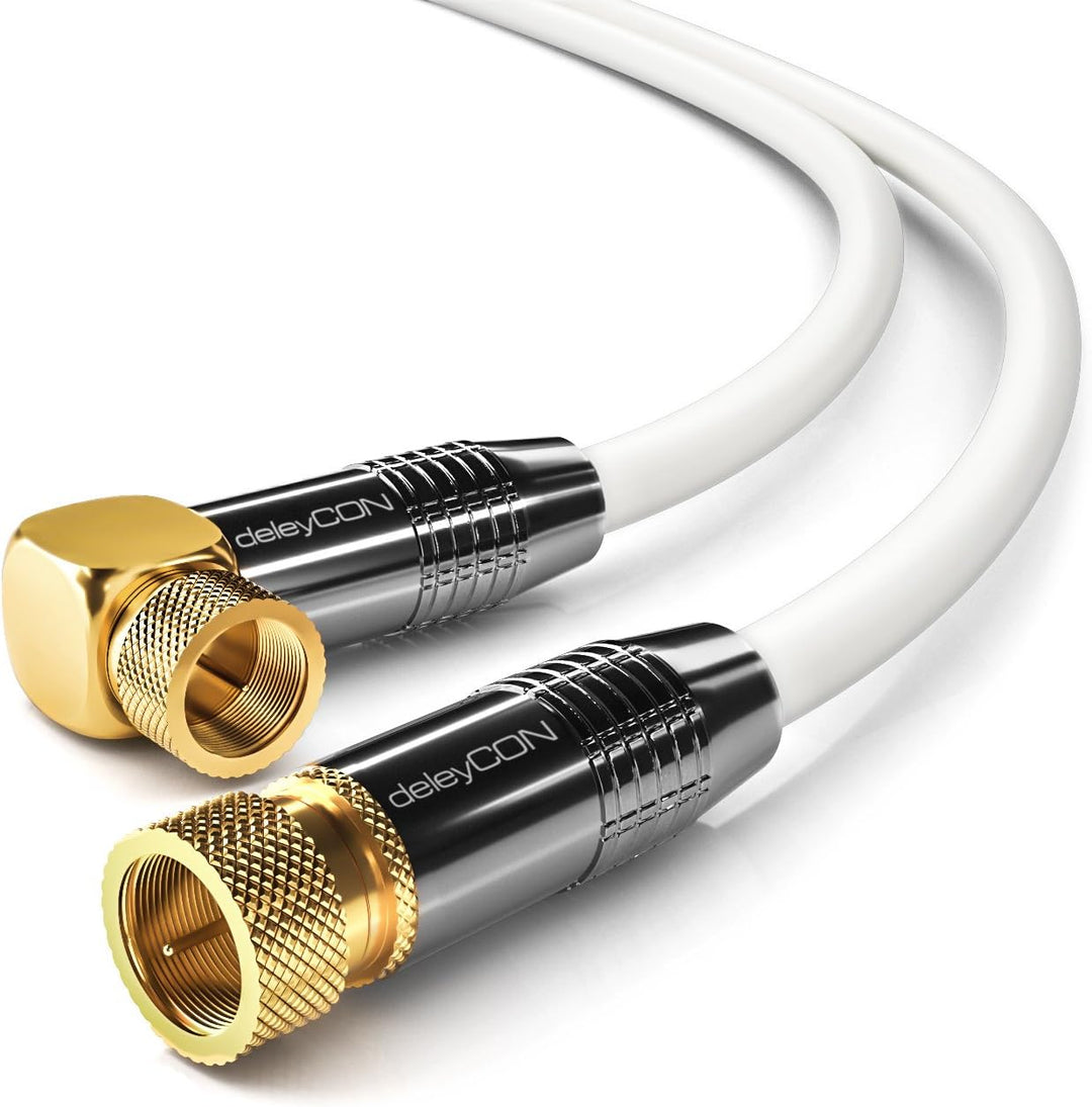 deleyCON 12,5m SAT Antennenkabel Satellitenkabel Koaxialkabel - HDTV Full HD - F-Stecker 90° Grad Ge
