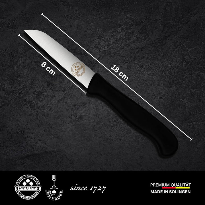 4er Set Gemüsemesser scharf Küchenmesser schwarz Schälmesser Solingen rostfrei 8 cm/Handabzug - Dünn