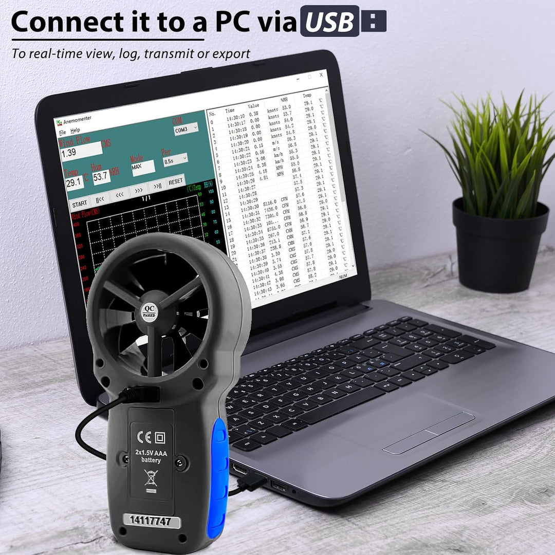 AIOMEST Windmesser, Digital Anemometer Windmesser Windmessgerät Handheld, AI-866A Windmesser CFM Win