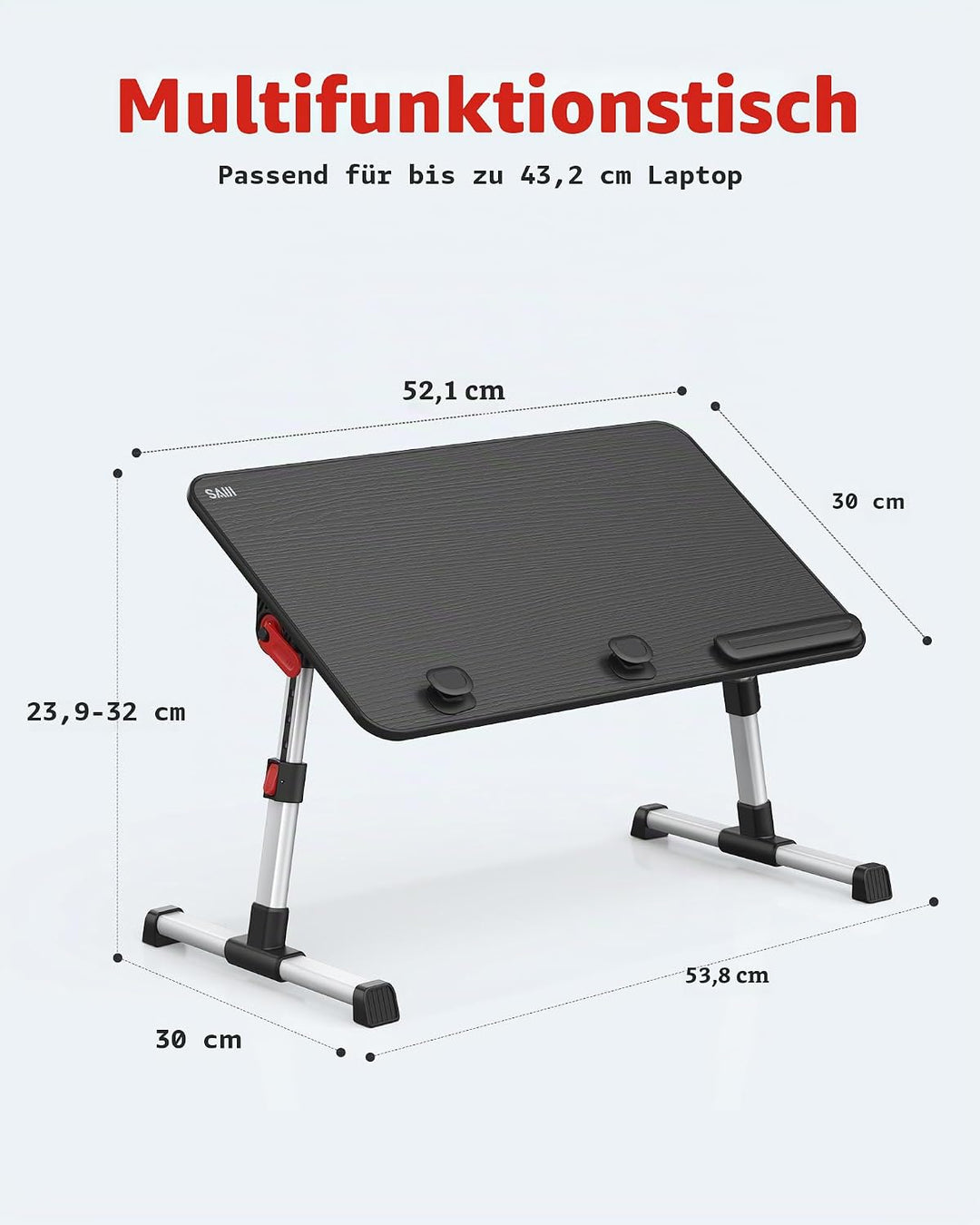 Tisch, SAIJI Betttisch höhenverstellbar, mit 4 einstellbare Winkel, Klappbarer Lapdesk, für Sofa Cou