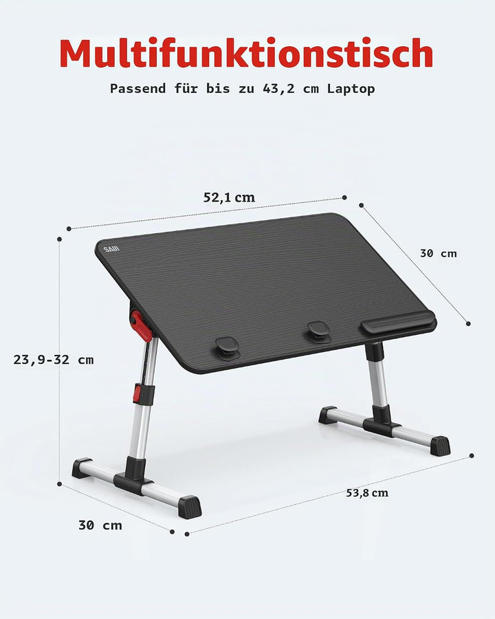 Tisch, SAIJI Betttisch höhenverstellbar, mit 4 einstellbare Winkel, Klappbarer Lapdesk, für Sofa Cou