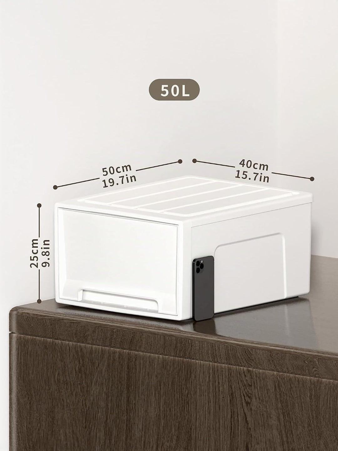 Cetomo 50L*3 Schubladenbox, Kunststoff Aufbewahrungsbox mit Schubladen, Stapelbar Schubladenschrank