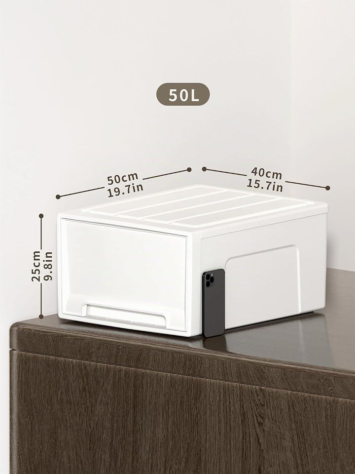 Cetomo 50L*3 Schubladenbox, Kunststoff Aufbewahrungsbox mit Schubladen, Stapelbar Schubladenschrank