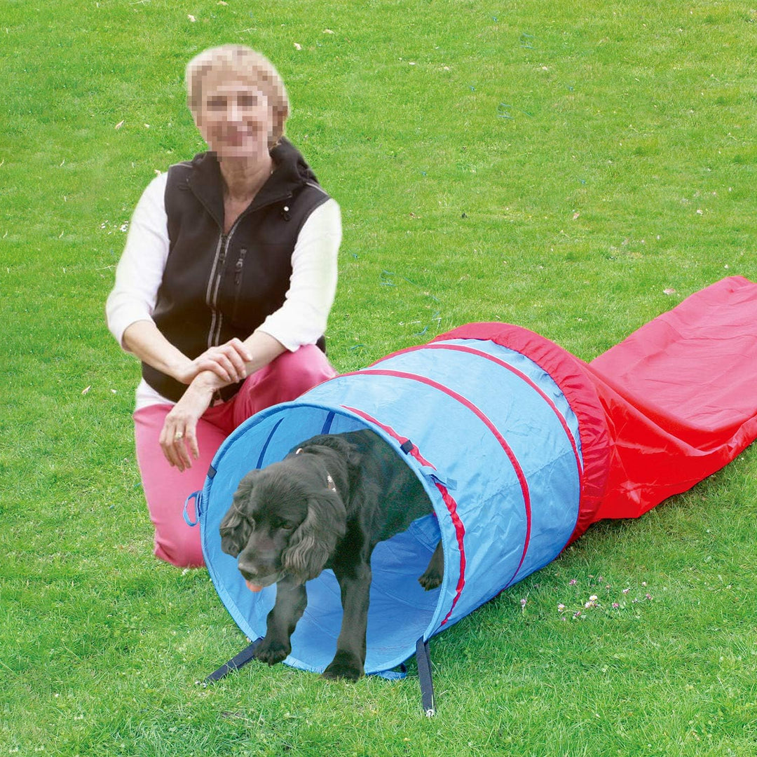 Pawise 11434 Agilitytunnel Hundetunnel Spieltunnel Sacktunnel 5 Meter, blau-rot
